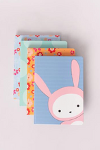 Load image into Gallery viewer, A5 blue flowery bunny b hardback JOURNAL